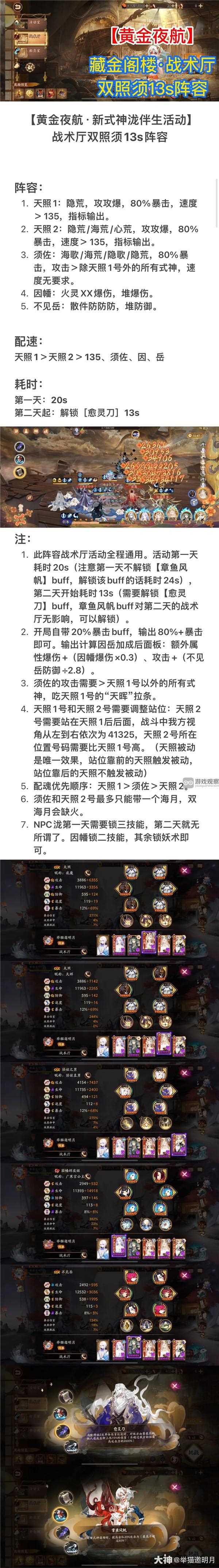 阴阳师黄金夜航战术厅13s阵容分享